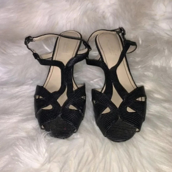 Naturalizer black snake hisa cork ankle wedges 6 - Picture 6 of 10